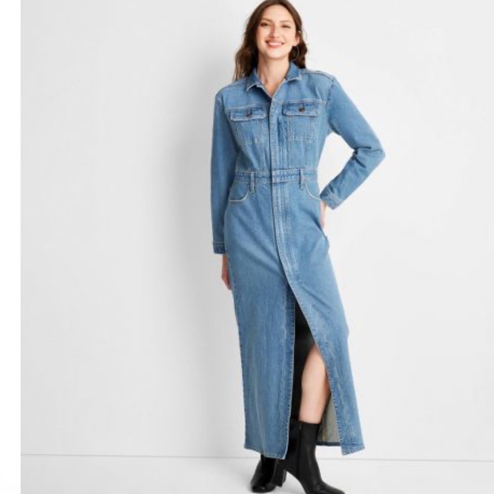Long Sleeve Denim Maxi Shirtdress